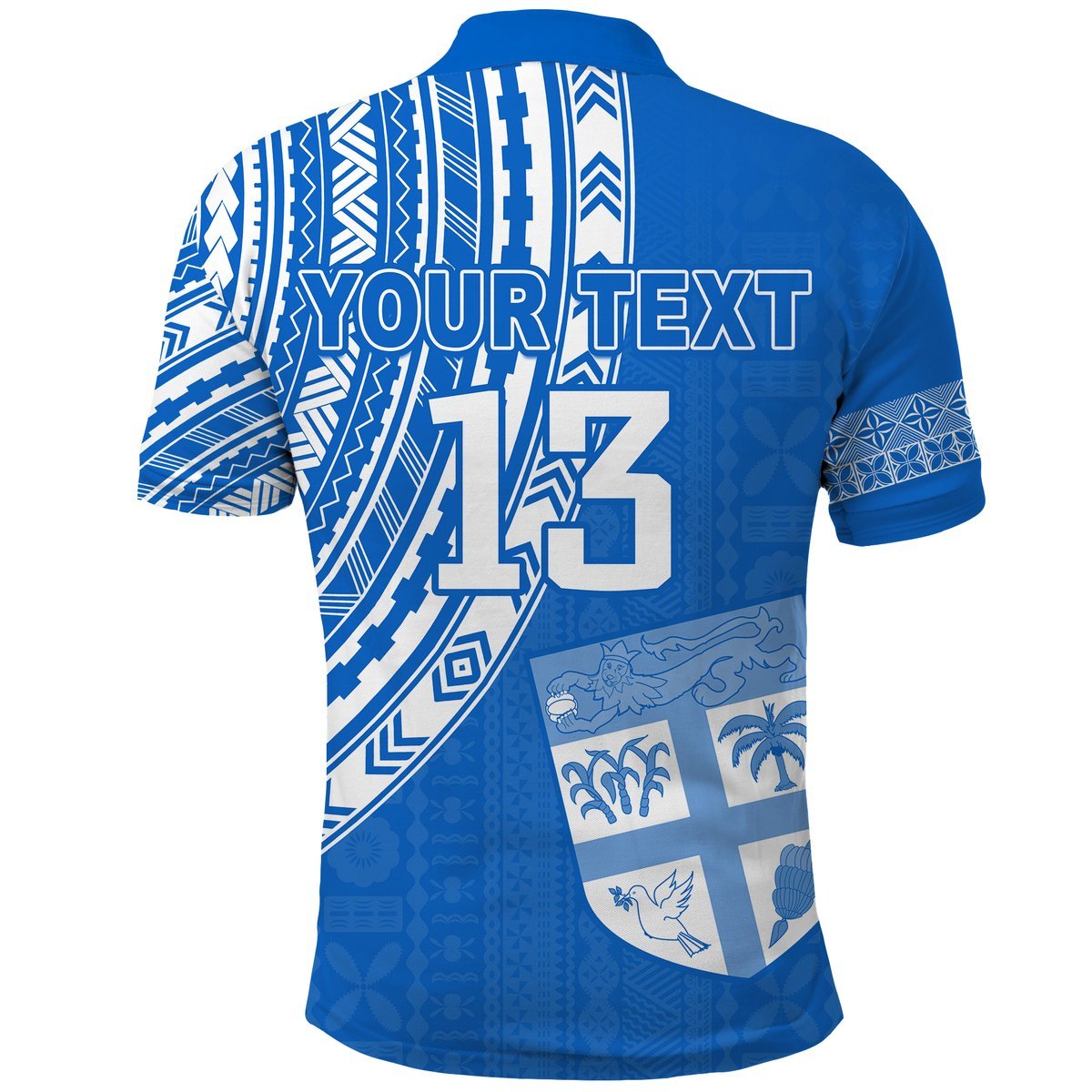 Custom Fiji Rugby Sevens Polo Shirt Fijian 7s Tapa Polynesian Version Blue Custom Text and Number LT13 - Polynesian Pride