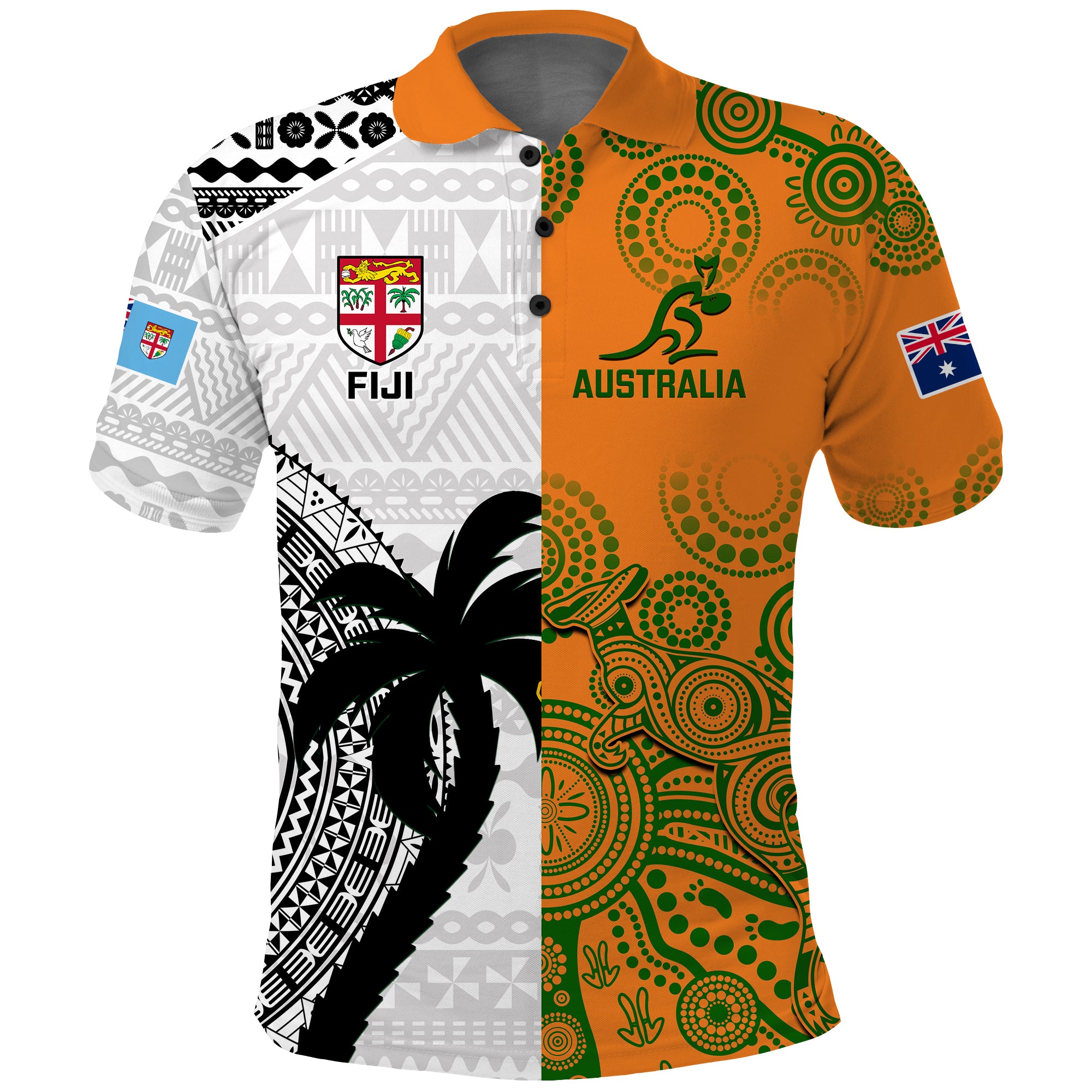 Custom Fiji And Australia Rugby Polo Shirt World Cup 2023 Together LT14