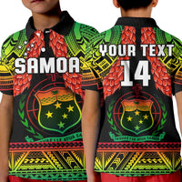(Custom Text and Number) Samoa Rugby Polo Shirt Teuila Torch Ginger Gradient Style LT14 Kid Black - Polynesian Pride