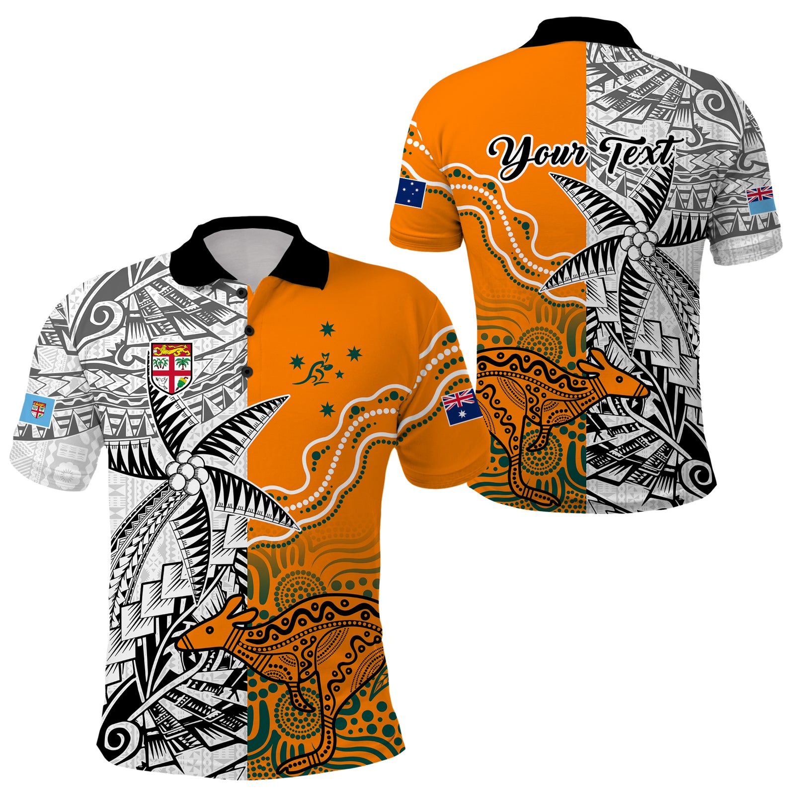 Personalised Fiji Australia Rugby Polo Shirt World Cup 2023 LT9 Gold - Polynesian Pride