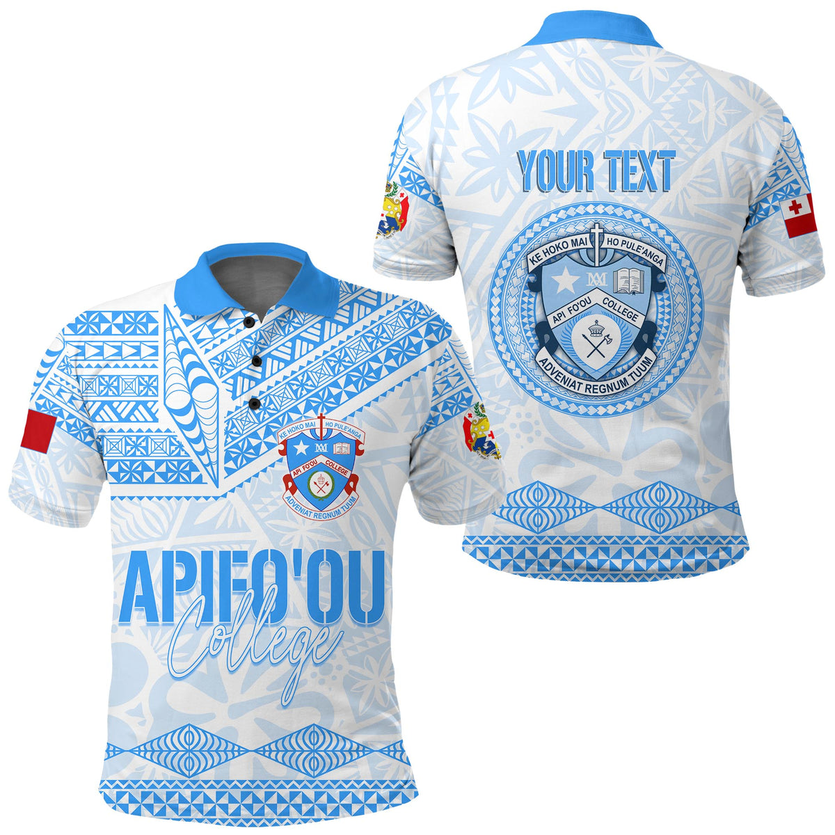Custom Tonga Apifoou College Polo Shirt White LT7