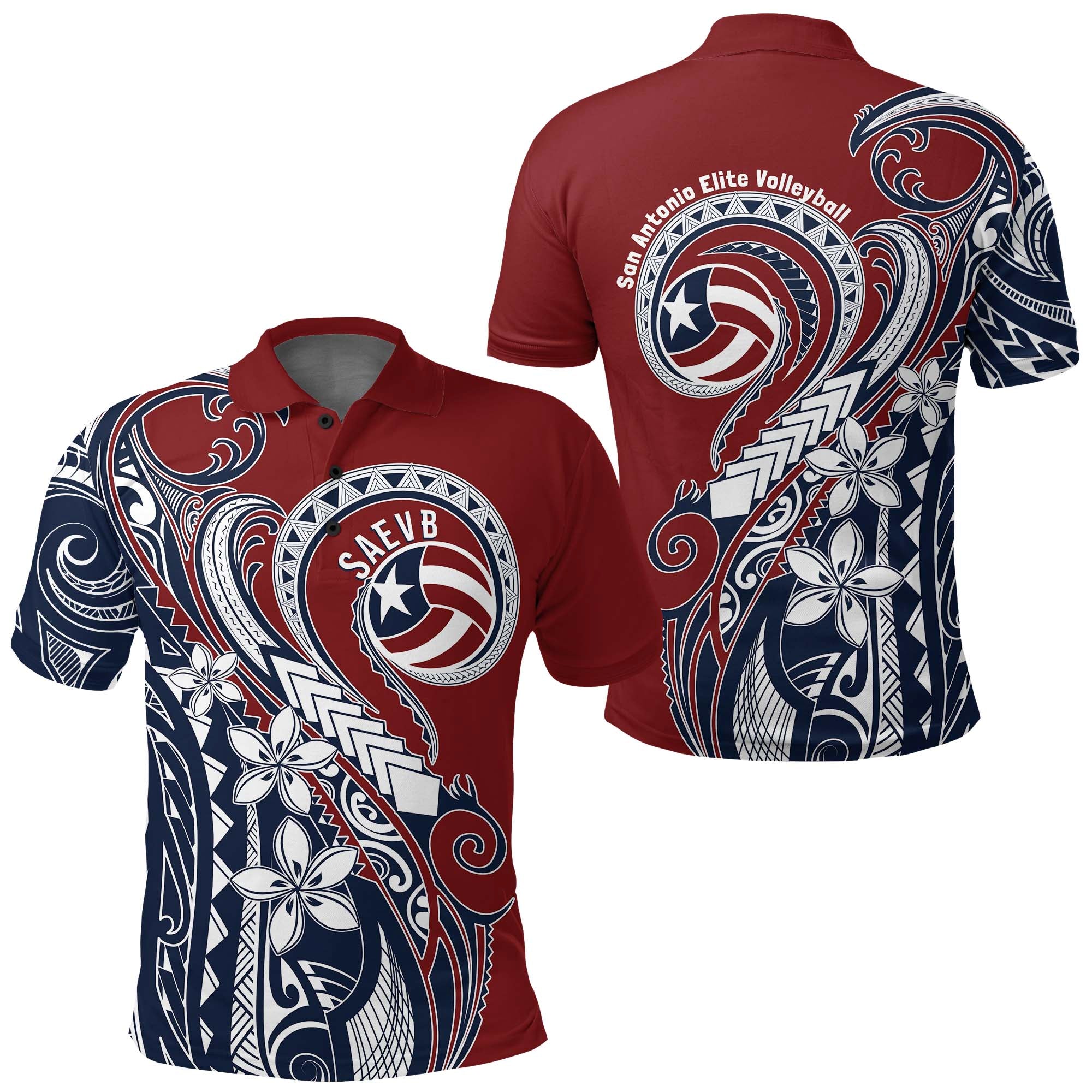 CUSTOMER REQUEST - SAEVB - 231225 Polo Shirt LT7 Red Blue - Polynesian Pride