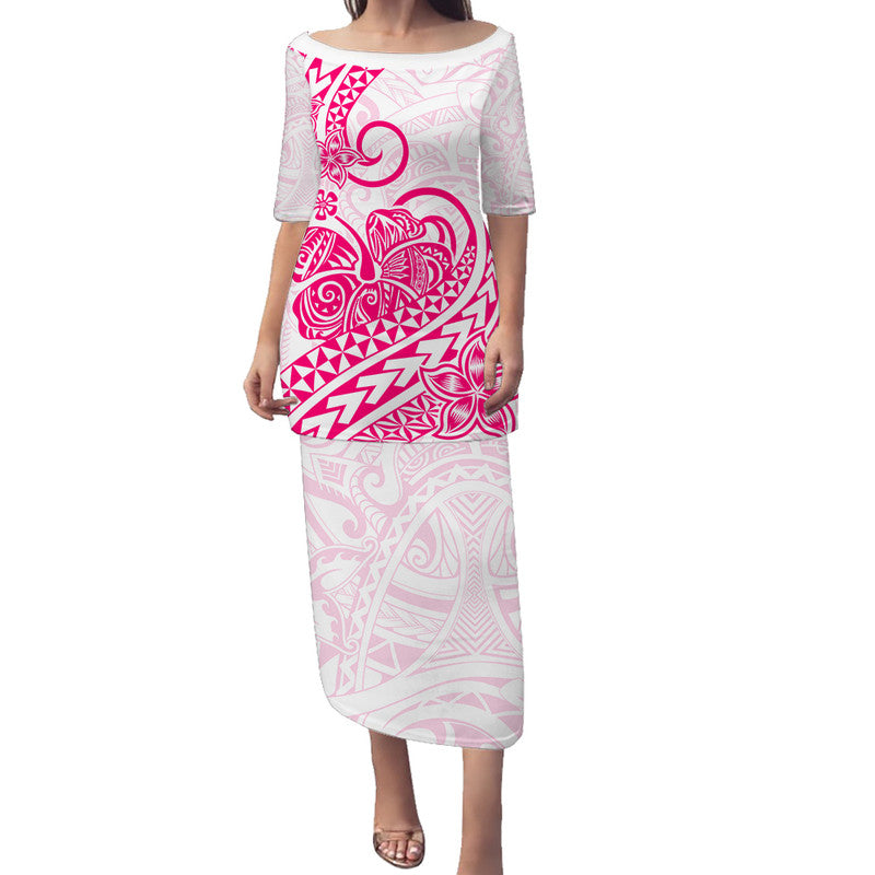 Polynesian Tribal Tattoo Retro Puletasi Dress Pink Screen Color LT9 - Polynesian Pride