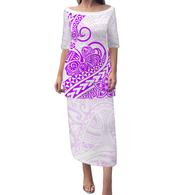 Polynesian Tribal Tattoo Retro Puletasi Dress Purple Screen Color LT9 - Polynesian Pride