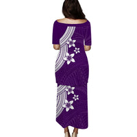 Polynesian Puletasi Dress With Plumeria Flower Purple LT6 - Polynesian Pride