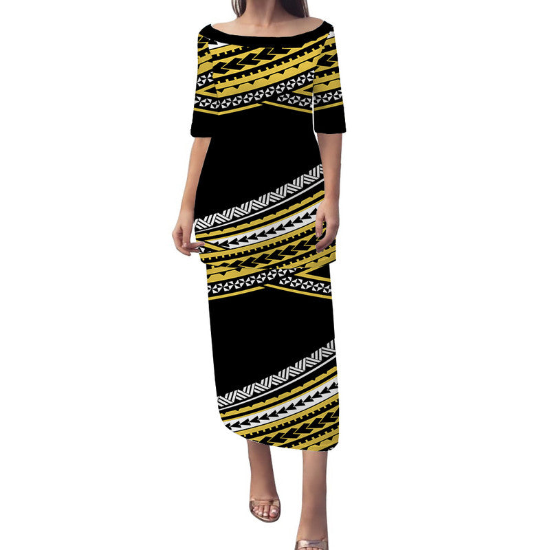 Polynesian Puletasi Dress Simple Gold No.2 LT6 Long Dress Gold - Polynesian Pride