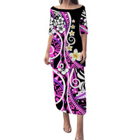 Plumeria Polynesian Puletasi Dress Trending Pink LT6 Long Dress Pink - Polynesian Pride