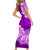 Polynesian Couple Matching Outfit Floral Tribal Combo Short Sleeve Bodycon Long Dress and Hawaiian Shirt Purple LT9 - Polynesian Pride