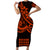 Kakau Hawaiian Polynesian Couples Matching Outfits Combo Bodycon Dress And Hawaii Shirt Orange LT6 - Polynesian Pride