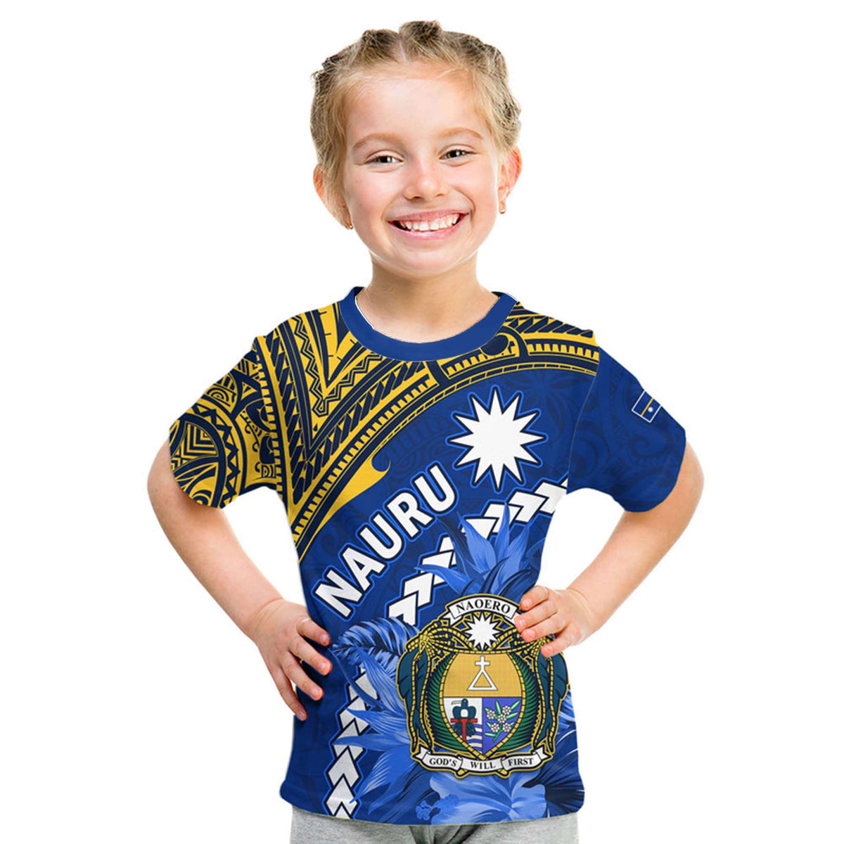 Nauru Coat of Arms T Shirt Polynesian With Frigatebird LT9