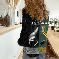 South Africa Protea and New Zealand Fern Women Casual Shirt Rugby Go Springboks vs All Black LT13