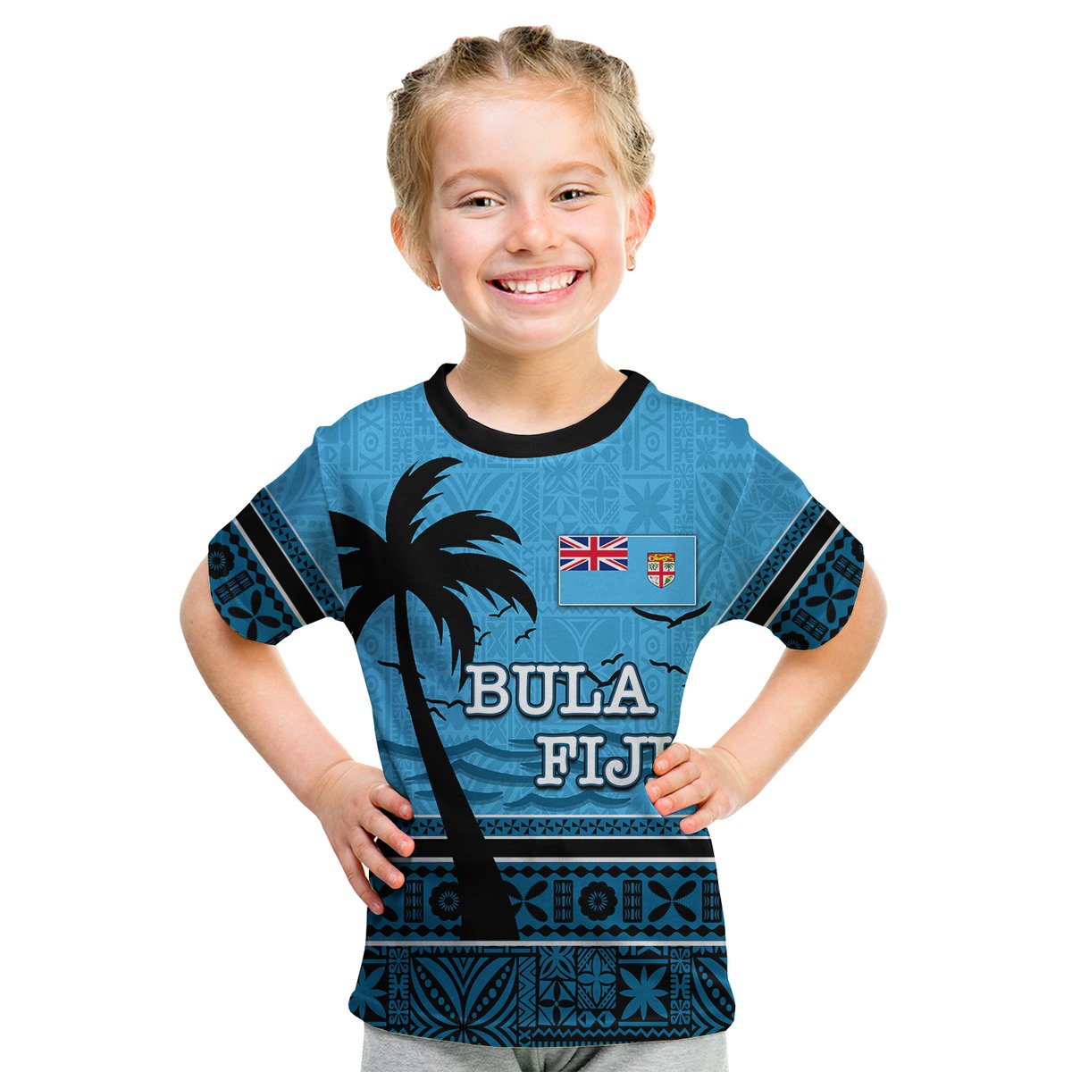 (Custom Personalised)Bula Fiji T Shirt Kid Tapa LT6 Youth XL Size14 - Polynesian Pride