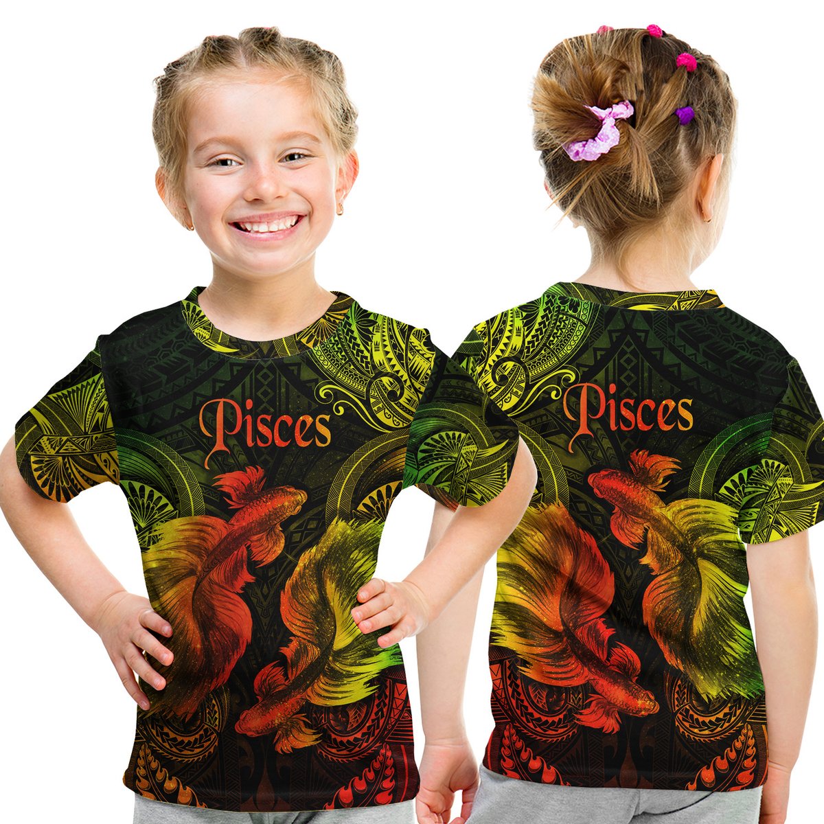 Pisces Zodiac Polynesian T Shirt Kid Unique Style - Reggae LT8 Youth XL Size14 - Polynesian Pride