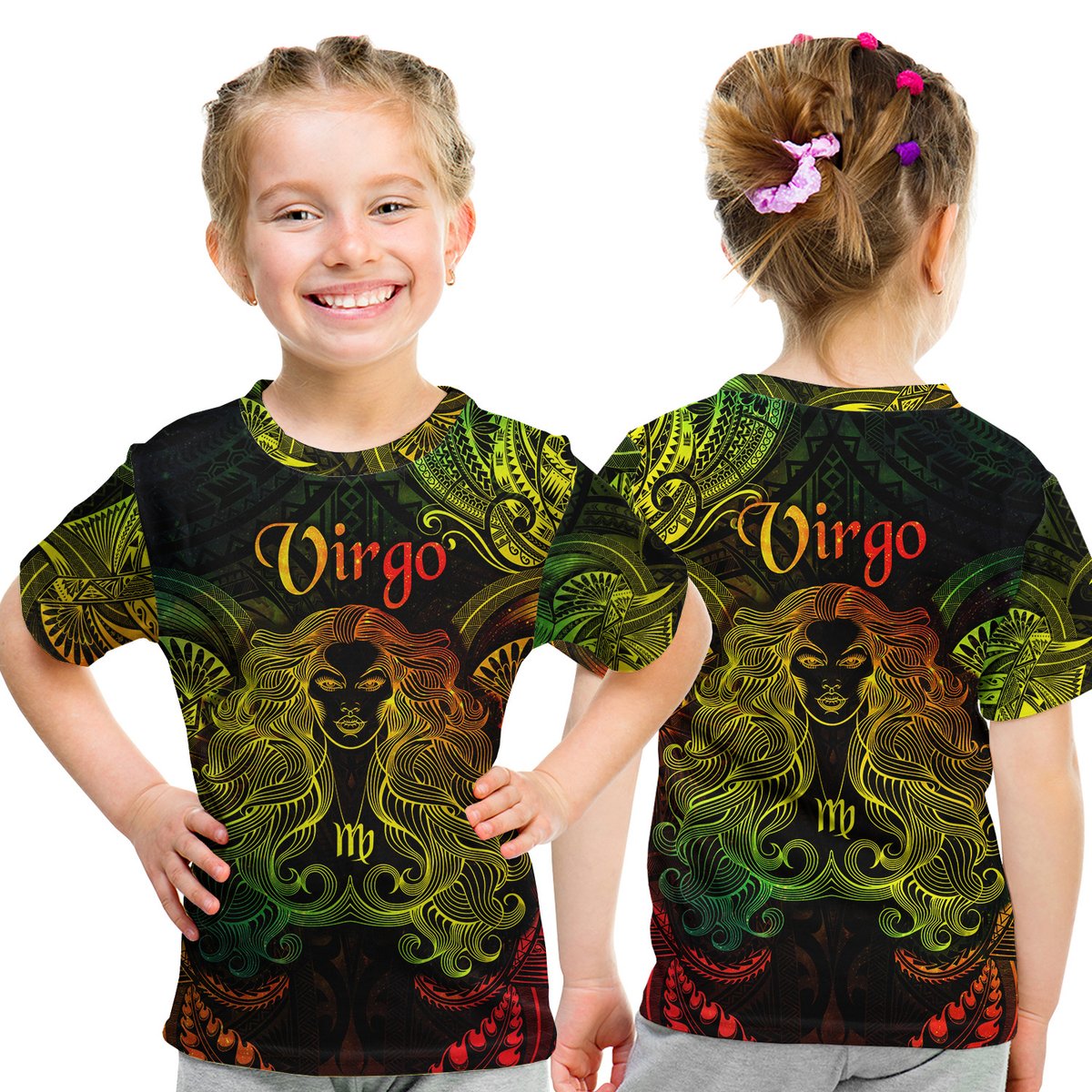 Virgo Zodiac Polynesian T Shirt Kid Unique Style - Reggae LT8 Youth XL Size14 - Polynesian Pride