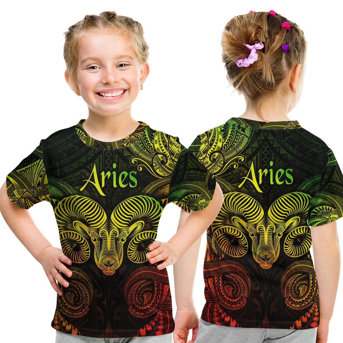 Aries Zodiac Polynesian T Shirt Kid Unique Style - Reggae LT8 Youth XL Size14 - Polynesian Pride