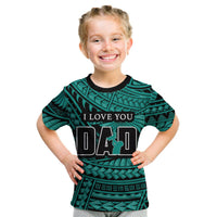 (Custom Personalised) Happy Fathers Day T Shirt KID Polynesian Patterns Green Style LT6 Youth XL Size14 - Polynesian Pride