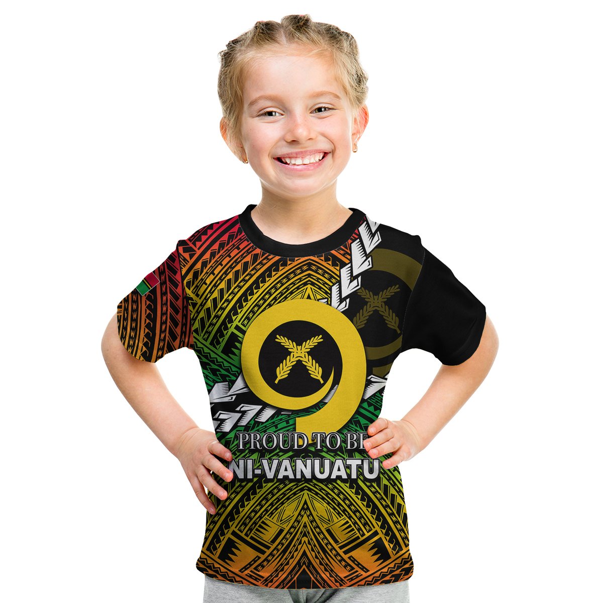 (Custom Personalised) Proud To Be Ni - Vanuatu T Shirt KID LT6 Youth XL Size14 - Polynesian Pride