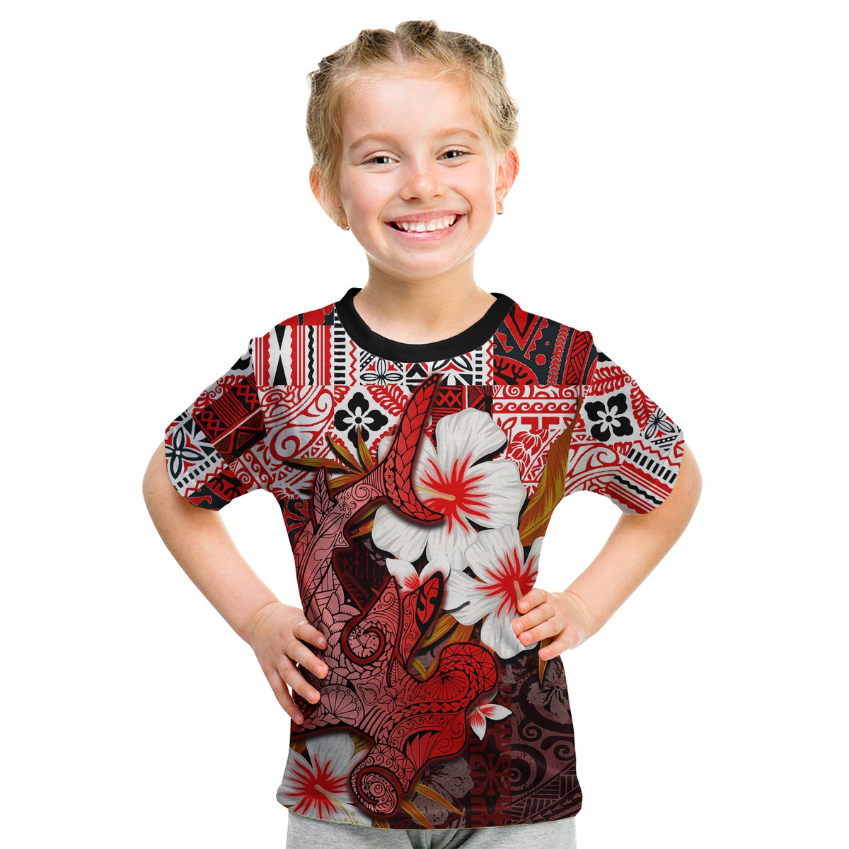 (Custom Personalised) Hammerhead Shark T Shirt Kid Hawaii Style Red LT6 Youth XL Size14 - Polynesian Pride