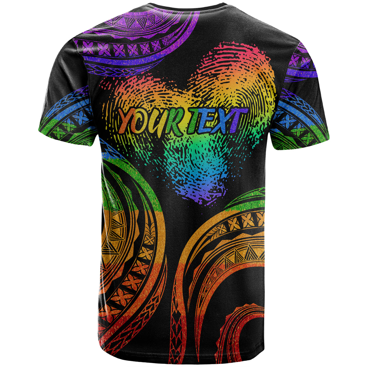 Personalised It's in my DNA Polynesian Valentine Day Couple T Shirt Fingerprint with Color Pride Flag LT9 - Polynesian Pride