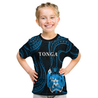 Tonga Pattern T Shirt Kid Always Proud Version Blue LT13 Youth XL Size14 - Polynesian Pride
