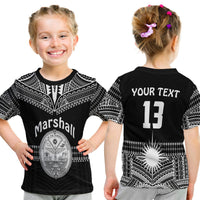 (Custom Text And Number) Marshall Islands T Shirt Kid Best Tattoo Version Black LT13 Youth XL Size14 - Polynesian Pride