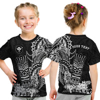 (Custom Personalised) Hawaii Polynesian T Shirt Kid White Tiki Masks Hawaiian LT13 Youth XL Size14 - Polynesian Pride