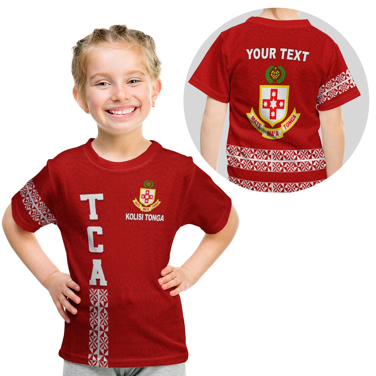 (Custom Personalised) Kolisi Tonga T Shirt Kid - Tca LT13 Youth XL Size14 - Polynesian Pride