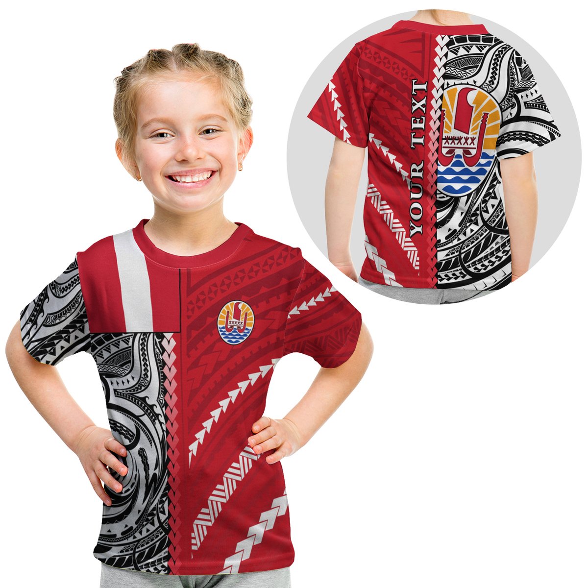 (Custom Personalised) Tahiti Unique T Shirt Kid Polynesia Pattern LT13 Youth XL Size14 - Polynesian Pride