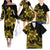 Polynesian Matching Outfit For Family Plumeria Flowers Off Shoulder Long Sleeve Dress Hawaiian Shirt Polynesian Tribal Yellow Vibe LT9 - Polynesian Pride