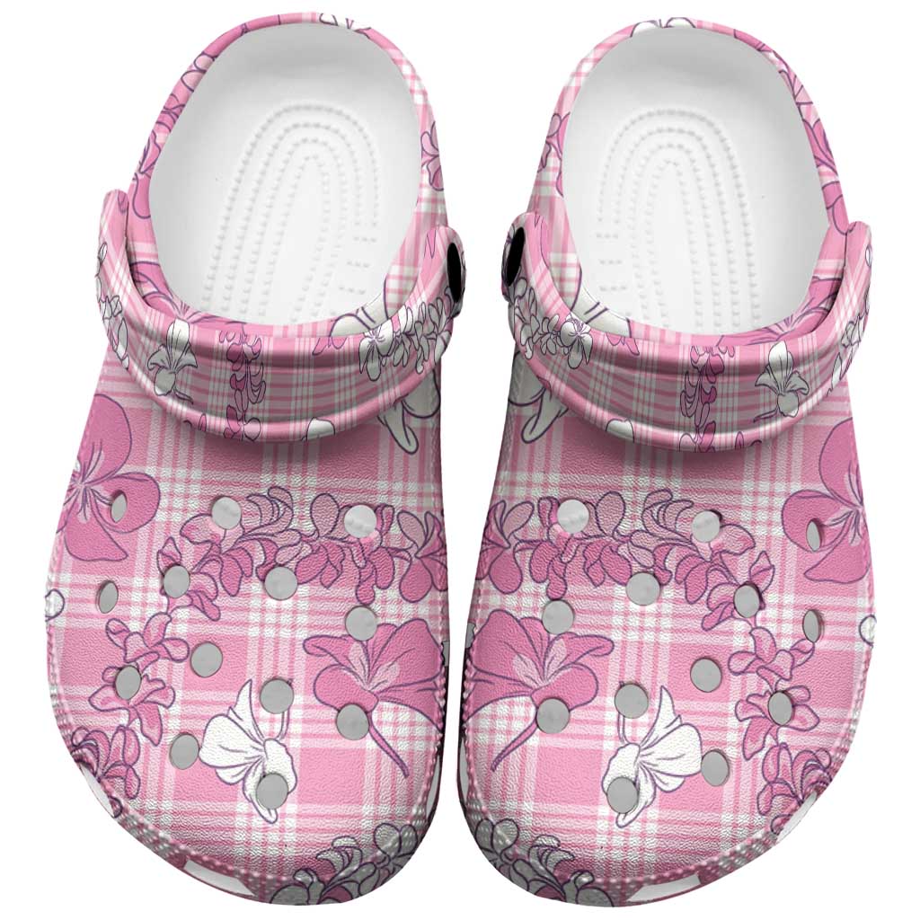 Alaka Aloha Hawaii Clogs Shoes Plumeria Lei With Palaka Motif - Polynesian Pride