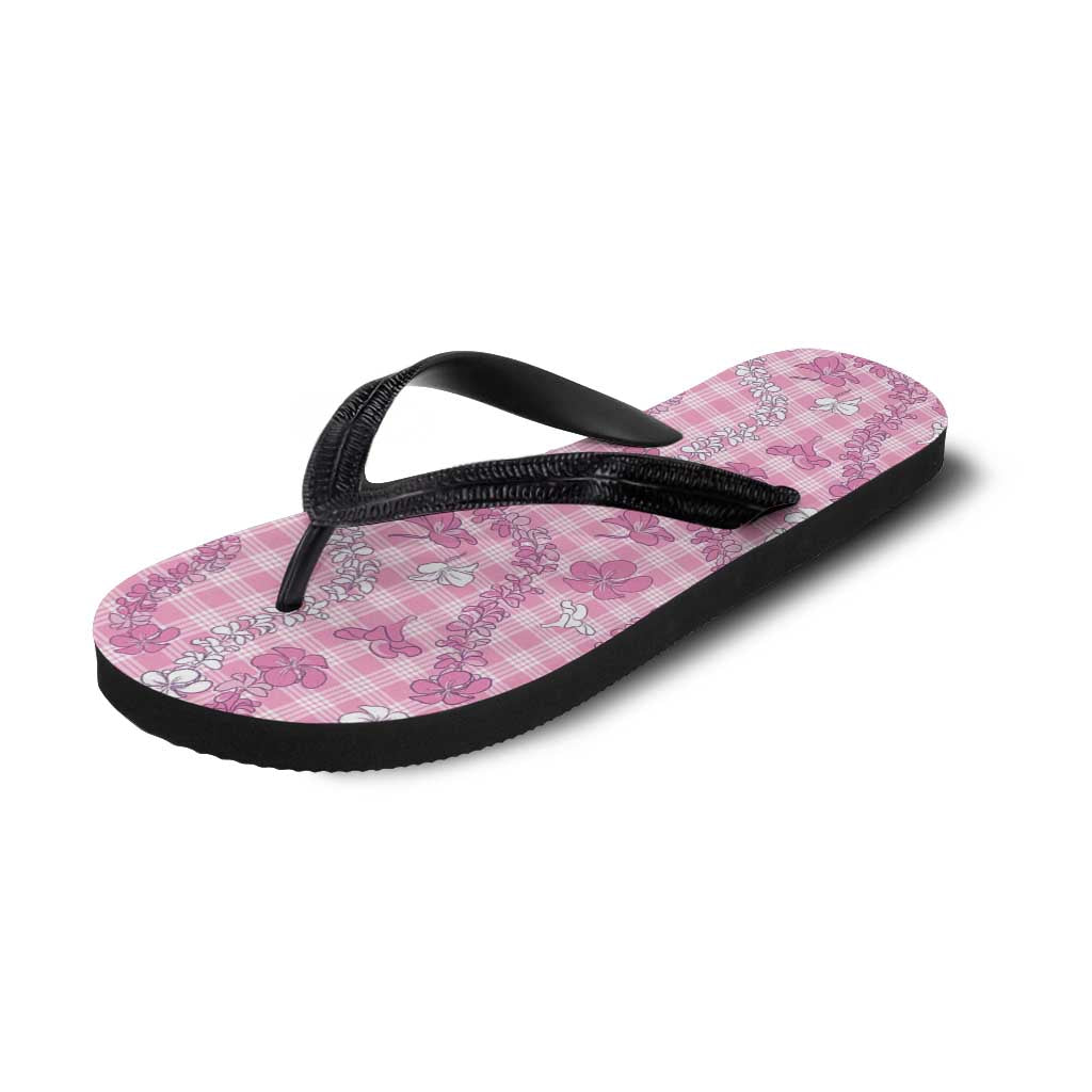 Alaka Aloha Hawaii Flip Flops Plumeria Lei With Palaka Motif - Polynesian Pride