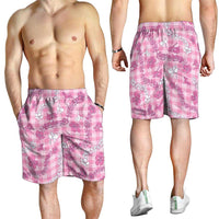 Alaka Aloha Hawaii Shorts for Men Plumeria Lei With Palaka Motif - Polynesian Pride