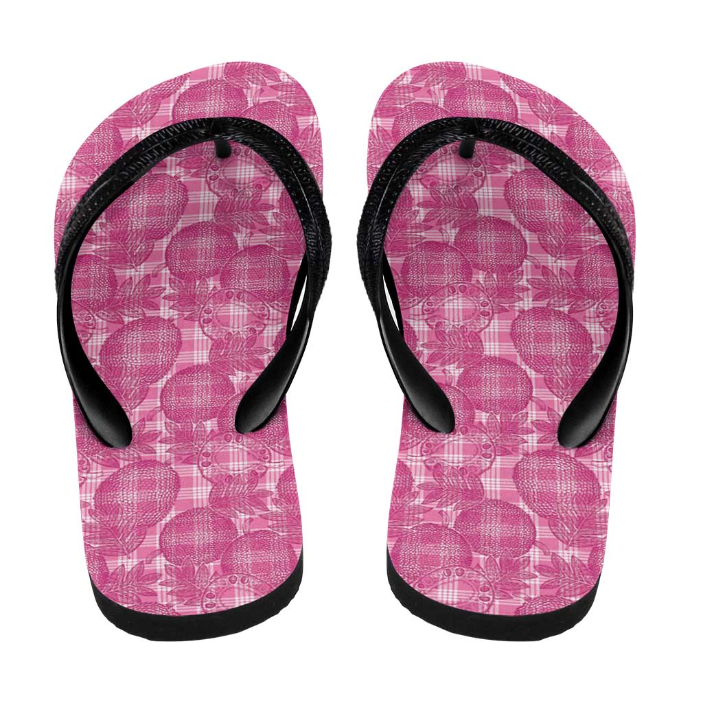 Alaka Hawaii Breadfruit Palaka Motifs Flip Flops