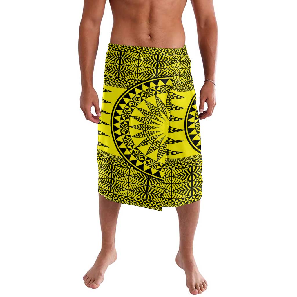 All Yellow Tonga Malo e lelei Lavalava Vintage Ngatu Tribal Pattern - Polynesian Pride