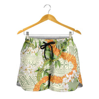 Aloha Festive Hawaii Shorts for Women Mokihana - Maile Leis in Muted Summer - Polynesian Pride