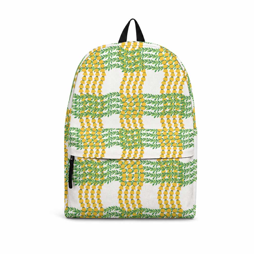 Aloha Hawaii Ilima Maile Lei Backpack Palaka Inspired Hawaiian-plaid White LT14 White - Polynesian Pride