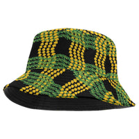 Aloha Hawaii Ilima Maile Lei Bucket Hat Palaka Inspired Hawaiian-plaid Black