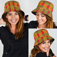 Aloha Hawaii Ilima Maile Lei Bucket Hat Palaka Inspired Hawaiian-plaid Red