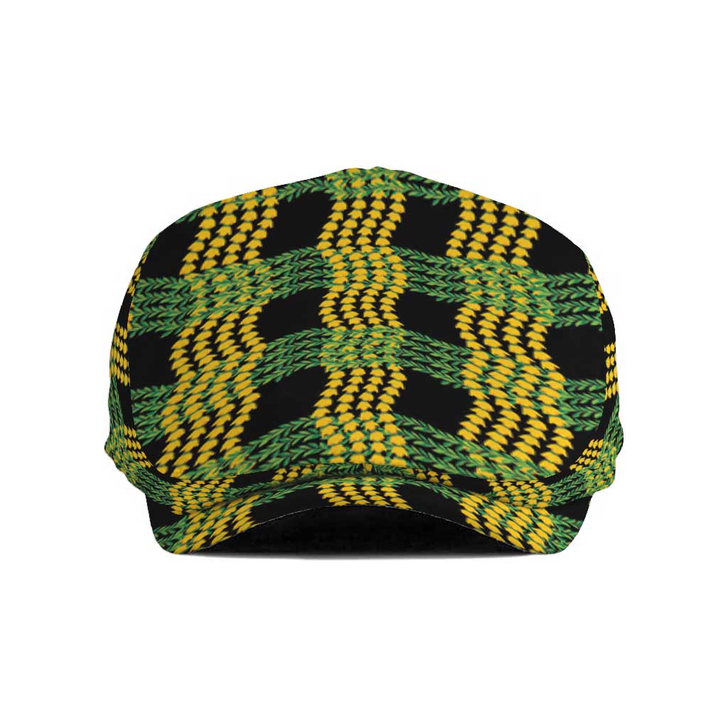 Aloha Hawaii Ilima Maile Lei Jeff Hat Palaka Inspired Hawaiian-plaid Black LT14 Black - Polynesian Pride