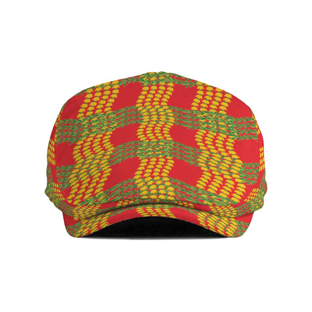 Aloha Hawaii Ilima Maile Lei Jeff Hat Palaka Inspired Hawaiian-plaid Red LT14 Red - Polynesian Pride