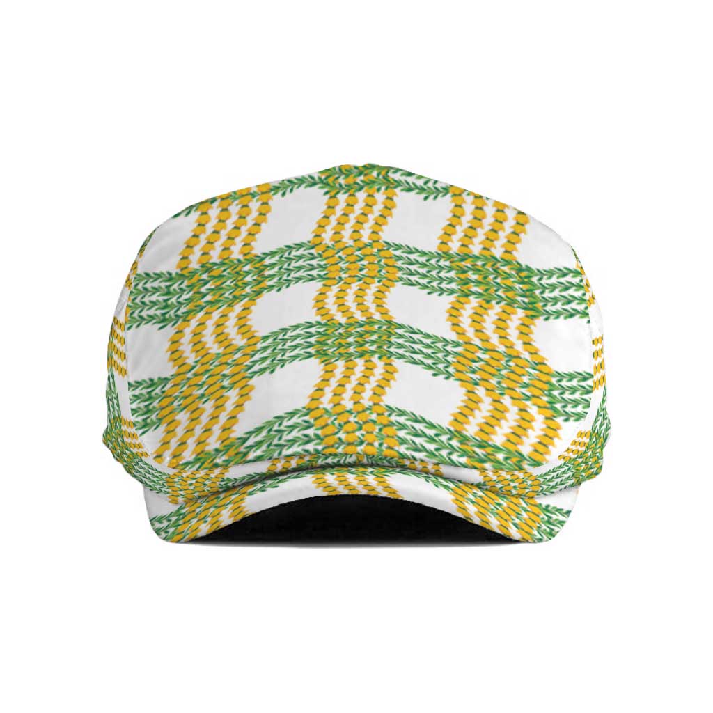 Aloha Hawaii Ilima Maile Lei Jeff Hat Palaka Inspired Hawaiian-plaid White