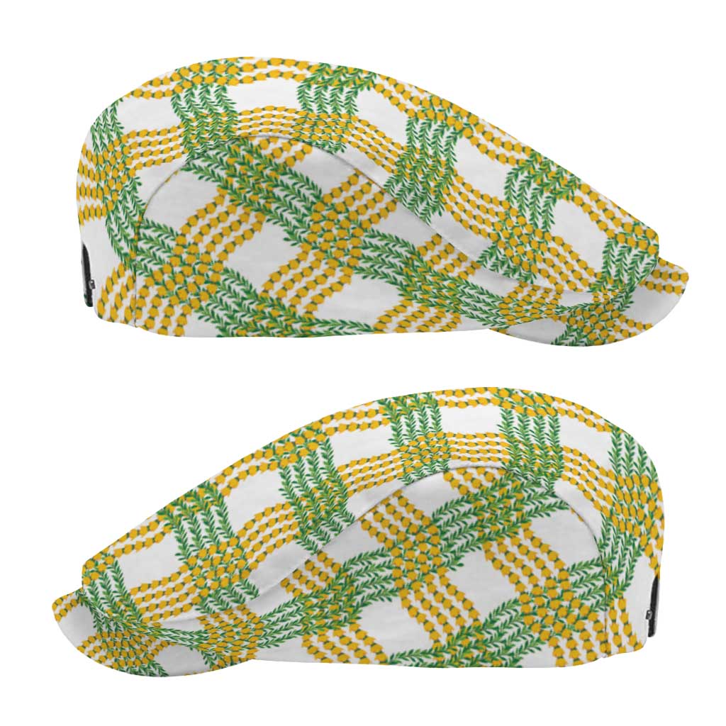 Aloha Hawaii Ilima Maile Lei Jeff Hat Palaka Inspired Hawaiian-plaid White