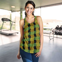 Aloha Hawaii Ilima Maile Lei Women Racerback Tank Palaka Inspired Hawaiian-plaid Black