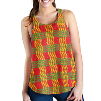 Aloha Hawaii Ilima Maile Lei Women Racerback Tank Palaka Inspired Hawaiian-plaid Red