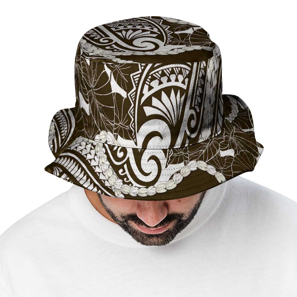 Aloha Hawaii Kalo Pikake Lei Bucket Hat Chest Tattoo Gold Hawaiian Pattern