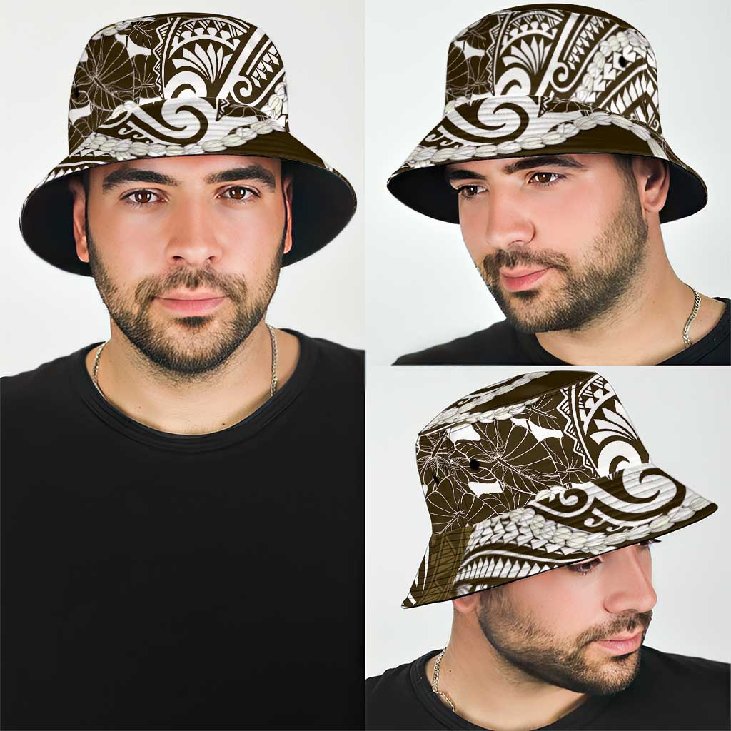 Aloha Hawaii Kalo Pikake Lei Bucket Hat Chest Tattoo Gold Hawaiian Pattern