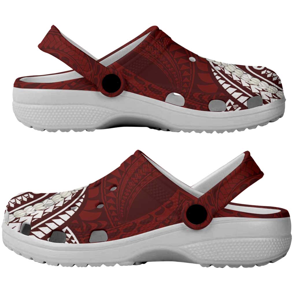 Aloha Hawaii Kalo Pikake Lei Clogs Shoes Chest Tattoo Oxblood Hawaiian Pattern