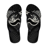 Aloha Hawaii Kalo Pikake Lei Flip Flops Chest Tattoo Black Hawaiian Pattern