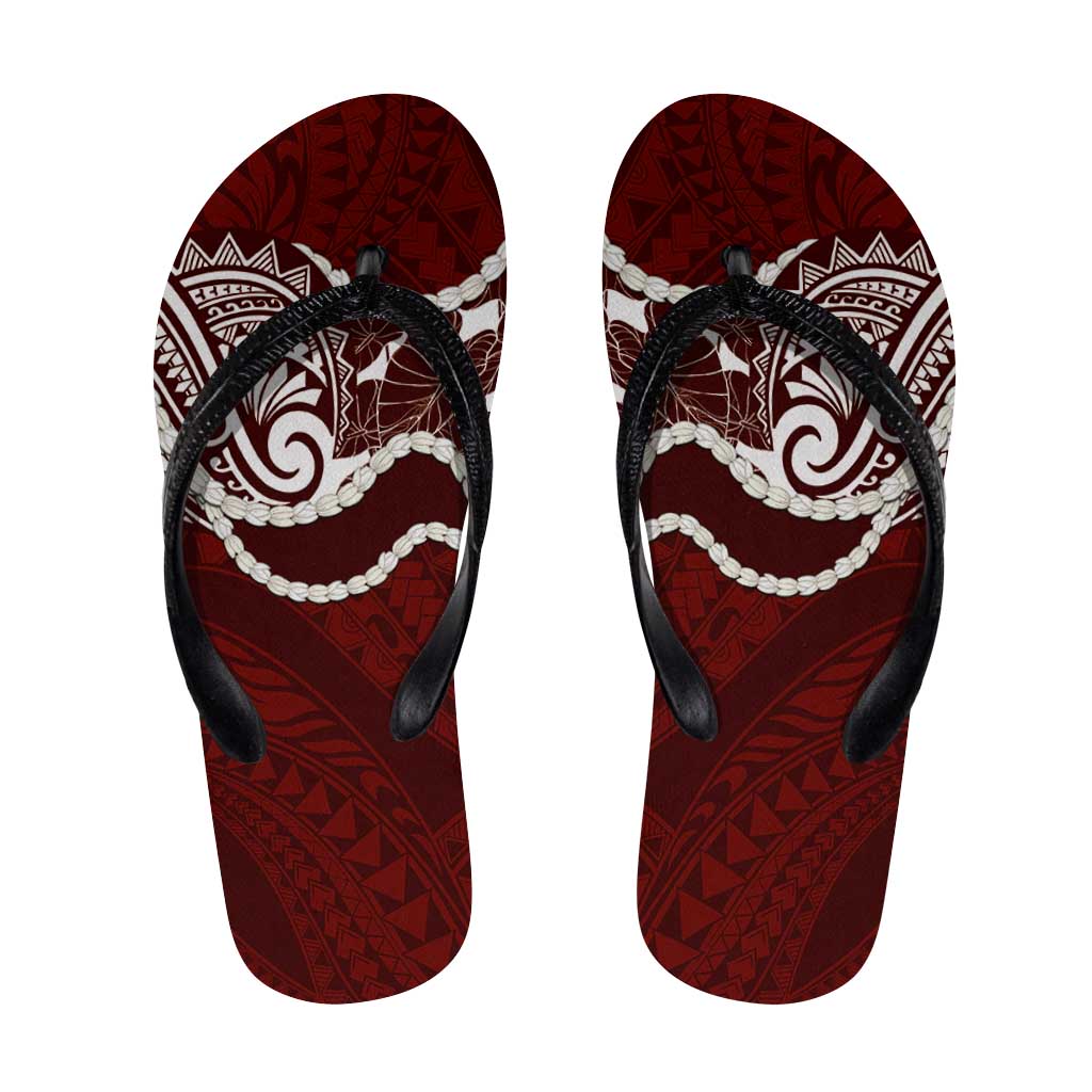 Aloha Hawaii Kalo Pikake Lei Flip Flops Chest Tattoo Oxblood Hawaiian Pattern