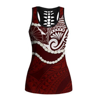Aloha Hawaii Kalo Pikake Lei Hollow Tank Top Chest Tattoo Oxblood Hawaiian Pattern